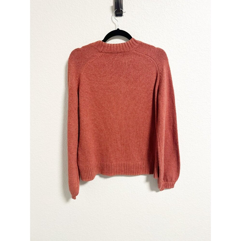 Smartwool Cozy Lodge Bell Sleeve Sweater Ribbed Mock Neck Dusty Cedar Heather L - Picture 4 of 7